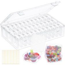 Hinged Lid Small Clear Plastic Bead Storage Box Organizer, 36 Pcs Mini Craft
