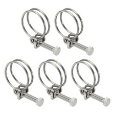 5 Pcs 36-40 mm 201 Stainless Steel Double Wire Hose Clips with M8 Screw