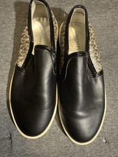 Michael Kors Girls Slip-on Shoes Size 2 Black and Silver Glitter Sneakers Kids