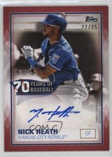 2021 Topps 70 Years of Baseball Series 2 Red 22/25 Nick Heath #70YA-NH Auto nd3
