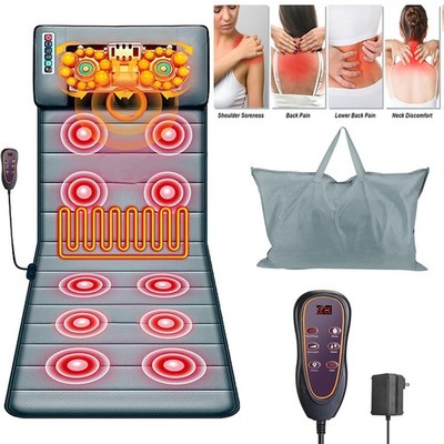 Full Body Electric Massage Mat w/Heat Vibration Massage Pad Cushion Back Massage