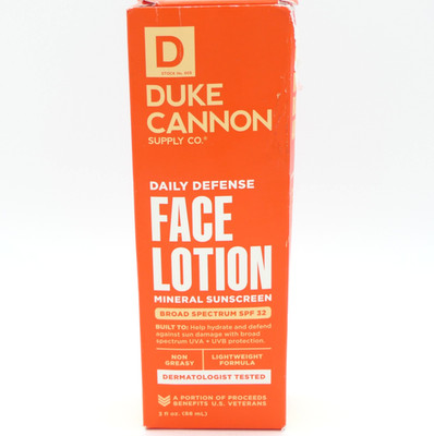Duke Cannon Daily Defense Face Lotion Mineral Sunscreen SPF 32 3 oz Exp 06/26