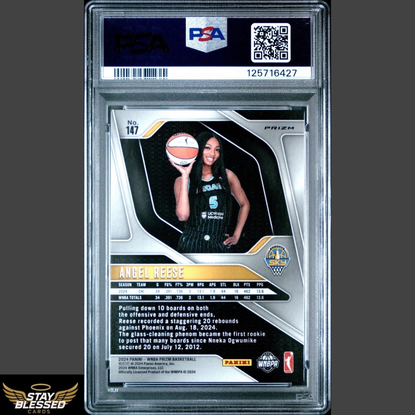 2024 Panini Prizm WNBA - Angel Reese #147 Ice Prizm (RC) - PSA 10 view 3