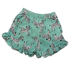 Hanna Andersson Girls Teal Zebra Ruffle Hem Shorts Size 4 100cm Green Safari