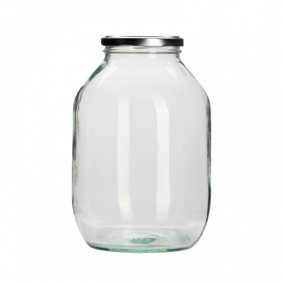 Glass Pickle Jar Silver Twist Off Lid Half Gallon - Chip Shop Style Eggs Onions