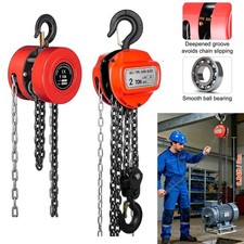 Chain Hoist Block and Tackle 2 Ton Capacity Winch Engine Lift Puller Fall 3M 2T