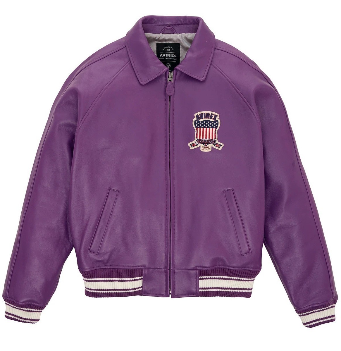 Avirex USA Genuine Cow Leather Bomber Jacket – Multicolor Embroidery – Men’s Sizes XS To 5XL