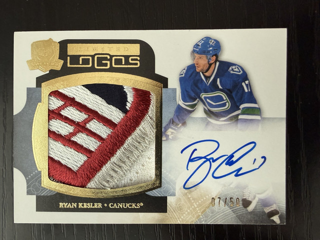 2011-12 UD The Cup Limited Logos PATCH AUTO - RYAN KESLER Canucks 7/50