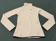 Nike Dri-FIT Full Zip Running Jacket Womens Small Gray Thumbholes 904302-063