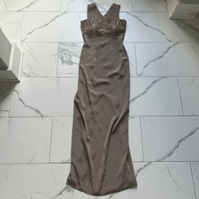 Vintage Jovani evening gown beaded detail taupe color size 4