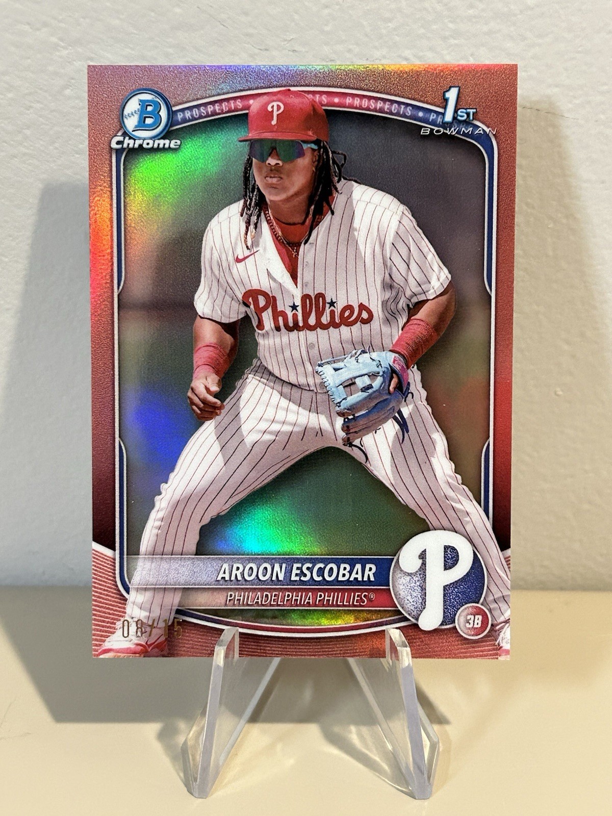 2025 Bowman Chrome Rose Gold Parallel /15 Aroon Escobar #BCP-65 Phillies