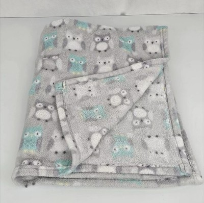 Parent's Choice Walmart Gray Aqua Owl Baby Blanket/Lovey