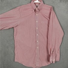 Brooks Brothers 346 Shirt Mens 16 34-35 Regular Fit Red Stripe Dress Button-Down
