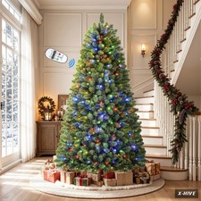 Trees 7FT Artificial Prelit Classic Christmas Tree Remote Control Timer Green