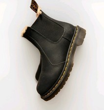 Dr Doc Martens 5UK Leonore Fur Trim Black Leather Ankle Chelsea Boots Shoe 2976 