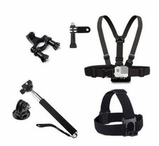 Go Pro HD Camera Accessory 4 pc - Shoulder Strap Chest Mount, Helmet Mount