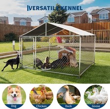 Outdoor Dog Kennel with Roof Large Heavy Duty Dog Enclosure Outside Pet Fence