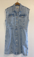 Madewell Rockabilly Pin Up Denim Jean Dress Sleeveless Button Up Size 14