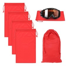 4-Pack Ski Goggle Bag, 9.8" x 5.9" Microfiber Bag for Snow Goggles Red 