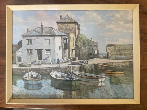 LAMBERT BELL VINTAGE RETRO PRINT 1960/70s CORNISH HARBOUR CORNWALL PAINTING