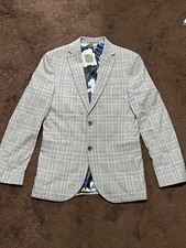 NEXT Tailoring Men’s Slim Fit Grey Check 3-Piece Suit 38R Chest 32 Waist