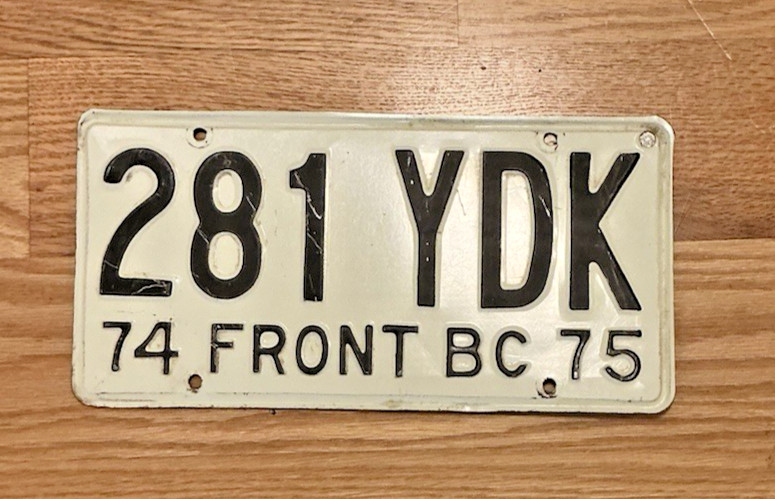 1974-1975 Mexico Front Bc License Plate 281YDK