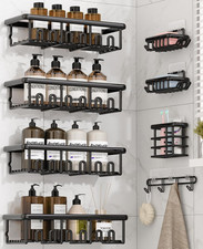 8 Pack Adhesive Rustproof Shower Caddy with Soap Dishes, Toothbrush Holder Hoo