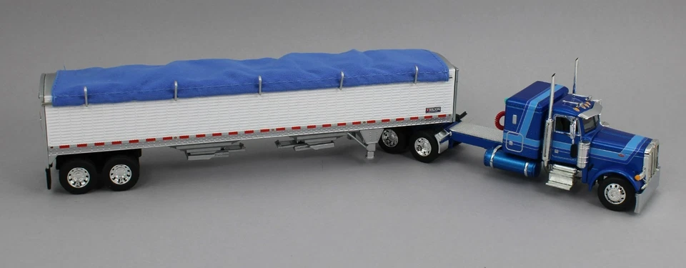1:64 DCP *BLUE* Peterbilt 379 48" Flattop & Wilson Grain Trailer NIB - Image 3 of 4