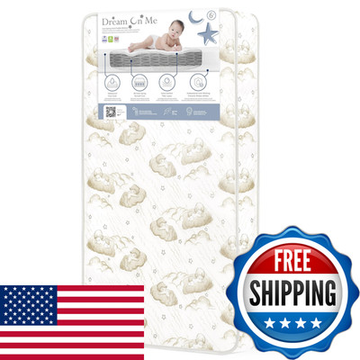 Dream On Me Sweet Dreams 88 Coil Spring Crib And Toddler Bed 6 Mattress In Blue