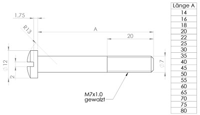 DKW Schlitzschraube 8.8 brüniert M7X1