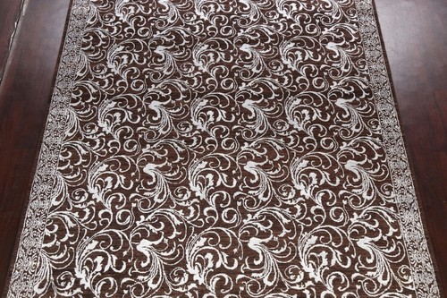 Wool/ Silk Vegetable Dye Versace Design Area Rug Handmade DARK BROWN Silver 8x10 - Picture 3 of 19