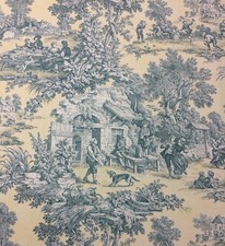 KRAVET SCENIC TOILE 540 PALE YELLOW COUNTRY FRENCH TOILE FABRIC 1.7 YARDS 54"W