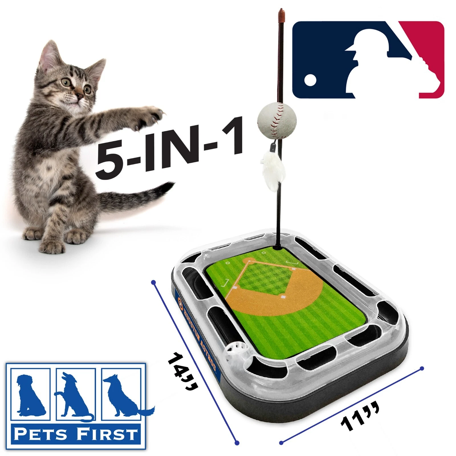Pets First MLB Baseball Field Cat Scratcher Toy with Teaser Wand & Catnip
Opens in a new window or t