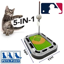 Pets First MLB Baseball Field Cat Scratcher Toy with Teaser Wand & Catnip