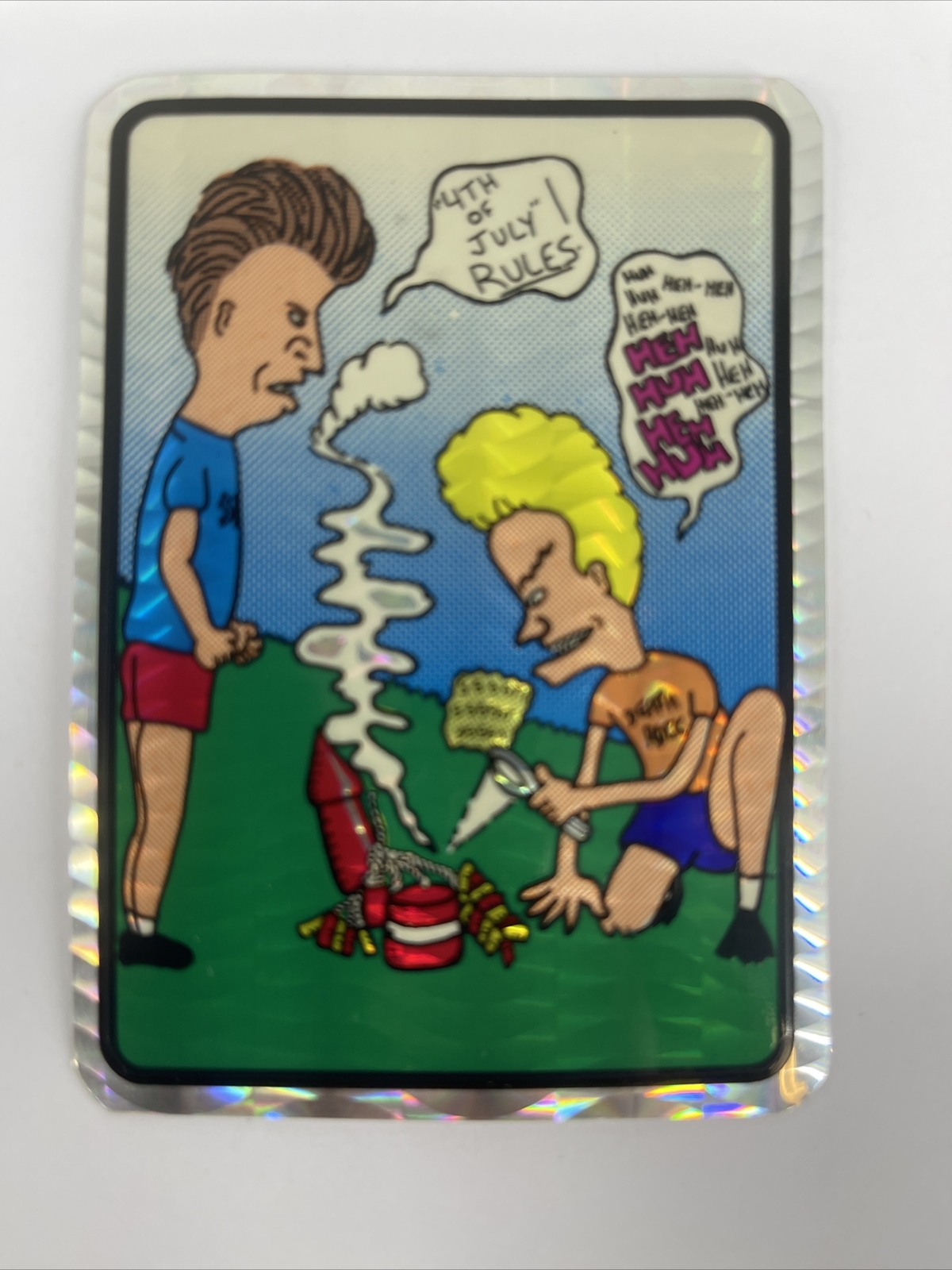 RARE Vintage Beavis and Butthead 4th of July Prism Vending Machine Sticker NOS
