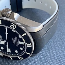 22mm BLACK/WHITE Vulcanized Curved rubber Strap 41mm TUDOR Pelagos Watch Band