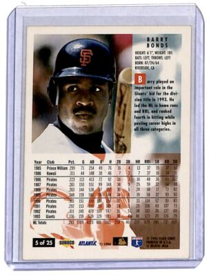 バーリーボンズ 1994 Fleer Barry Bonds San Francisco Giants #5 | eBay