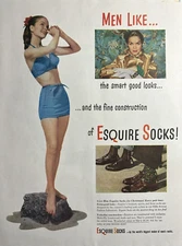 1948 Esquire Socks Men Like Smart Good Looks Fine Fifth Ave Vintage Print Ad