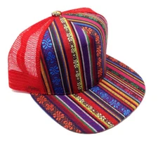 5 PANEL ALL OVER PRINT ADJUSTABLE FLAT BILL MESH TRUCKER SNAPBACK HAT CAP RETRO