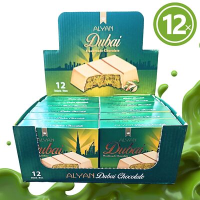 Dubai Style Weiße Schokolade - 12er Box Pistazienfüllung & Kunafa 12 x 100 g