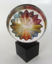 D’ Este Achille Murano Glass Colorful Figure Inside Transparent Glass Signed NEW