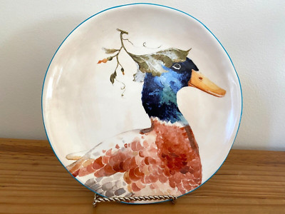 Pier 1 Imports Farm Animals Duck Salad Dessert Plate Hand Painted 8.5''