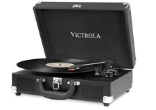 Victrola Journey, Valigia Giradischi Vintage Bluetooth a 3 Velocità, Nero