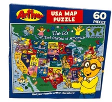 Arthur EE. UU. Mapa 60 PIEZAS ROMPECABEZAS PBS NIÑOS Encuentra Personajes Arthur NUEVO