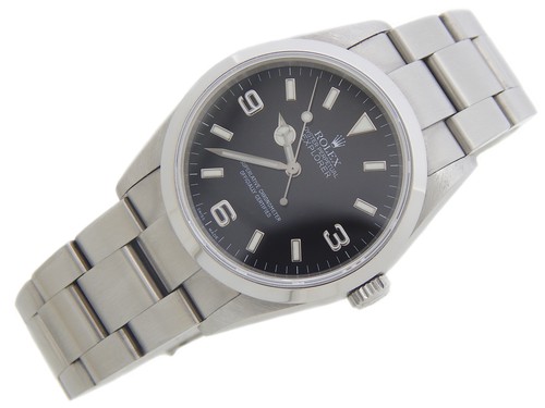 Reloj de acero inoxidable para hombre Rolex Explorer I esfera árabe negra banda ostra 114270 - Imagen 3 de 7