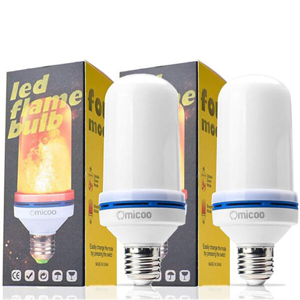 2 PCS E26 E27 LED Flame Effect Fire Bulb Flickering Light 3 Modes Gravity Sensor