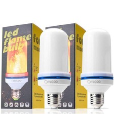 2 PCS E26 E27 LED Flame Effect Fire Bulb Flickering Light 3 Modes Gravity Sensor