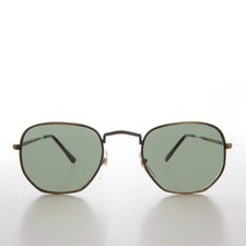Bronze Square Metal Sunglasses with Glass Lenses - Mika