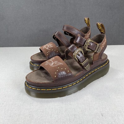 Dr. Marten Gryphon Quad Sandals Womens Size 11 Brown Leather Gothic Americana