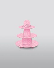 Pink Cupcake Stand 3 Tier Cardboard Cupcake Tower Party Buffet Display 30cm